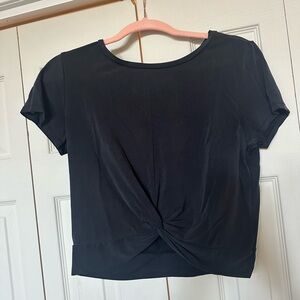 ZYIA Black Twist-Front Short Sleeve Tee